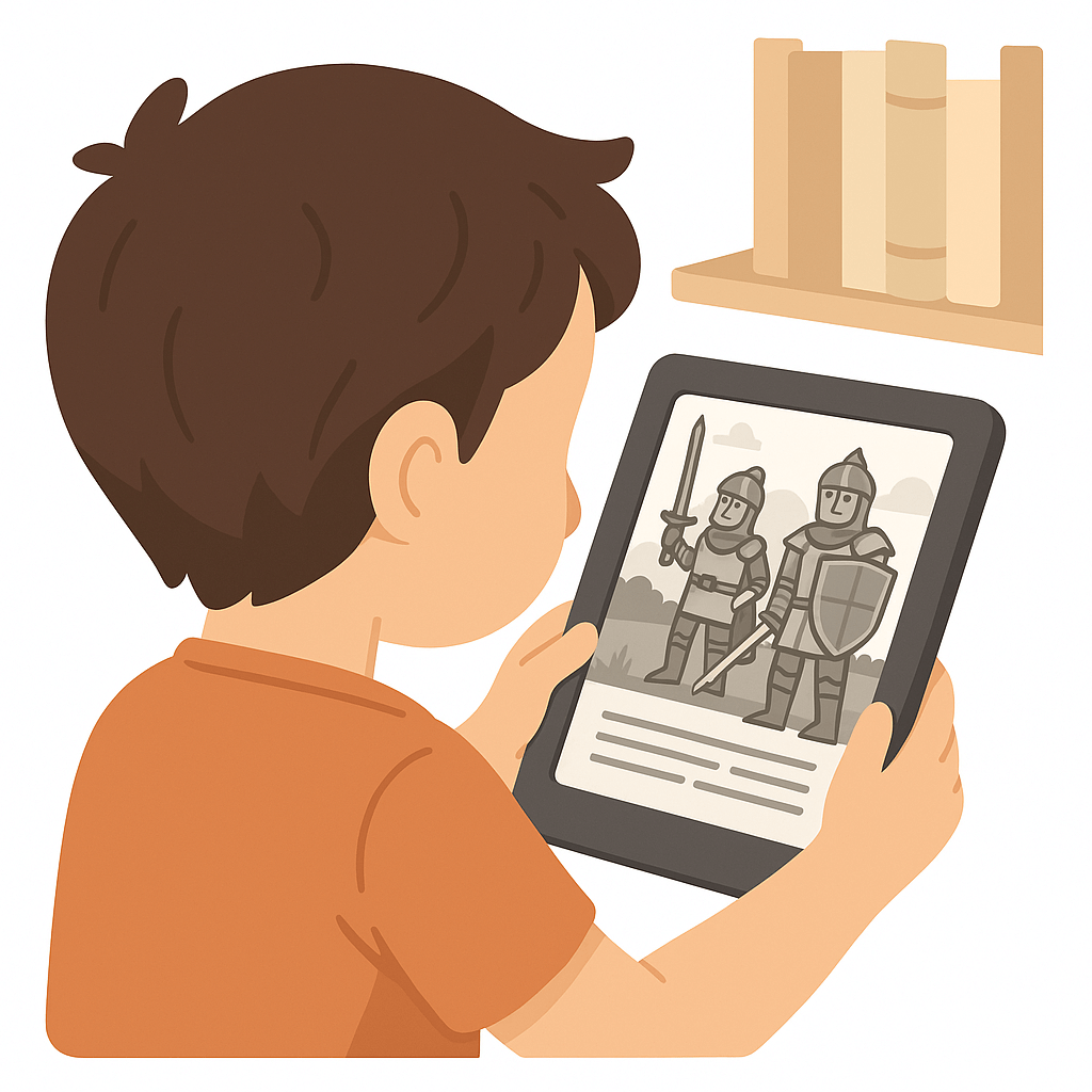 Kind dat een e-book leest op een e-reader